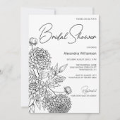 ミニマリスト フローラル ブライダル シャワー 招待状 (正面)