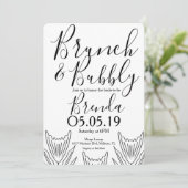 ミニマリスト フローラル ボタニカル  フラワー ライン アート ウェディング 招待状 (スタンド正面)