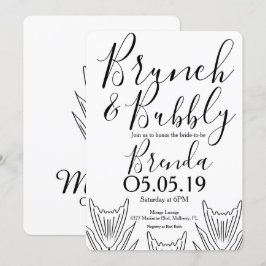 ミニマリスト フローラル ボタニカル  フラワー ライン アート ウェディング 招待状