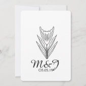 ミニマリスト フローラル ボタニー 花 線画 ウェディング 招待状 (裏面)