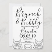 ミニマリスト フローラル ボタニー 花 線画 ウェディング 招待状 (正面)