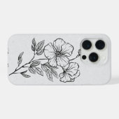 「ミニマリスト フローラル ライン アート」iPhone 15 Pro カバー (裏面横)
