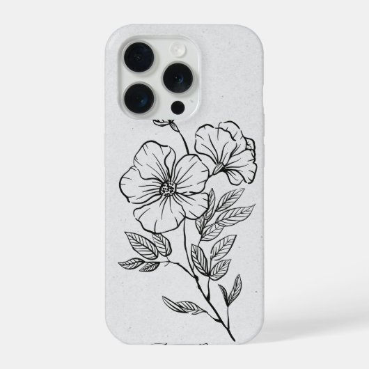 「ミニマリスト フローラル ライン アート」iPhone 15 Pro カバー (裏面)