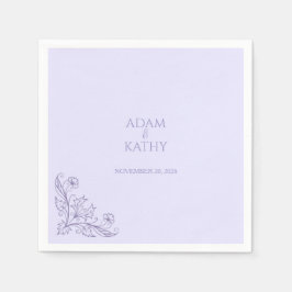 ミニマリスト フローラル ラベンダー ウェディング ナプキン スタンダードカクテルナプキン