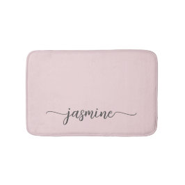 ミニマリスト ブッシュ ピンク ガーリー モノグラム 名前 スクリプト バスマット