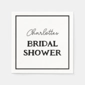 ミニマリスト ブライズ シャワー ブラック アンド ホワイト スタンダードカクテルナプキン (正面)