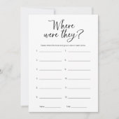 ミニマリスト・ブライダルシャワーゲーム「Where Were They」 招待状 (正面)