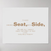 ミニマリスト ブラウン 着席指定の結婚式 ポスター (正面)