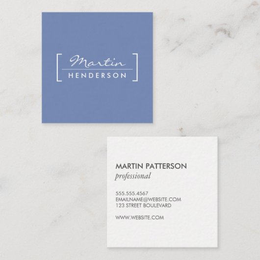 ミニマリスト/ブラケット装飾(青) スクエア名刺 (正面/裏面)