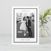 ミニマリスト ブラックフレーム フォト ウェディング サンクス サンキューカード (スタンド正面)