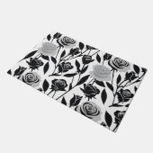 ミニマリスト ブラックローズ ライトグレイの茎付き ドアマット (アングル)