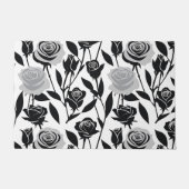 ミニマリスト ブラックローズ ライトグレイの茎付き ドアマット (正面)