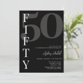 ミニマリスト・ブラック50th誕生日パーティー 招待状 (スタンド正面)