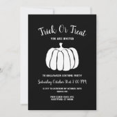 ミニマリスト ブラック アンド ホワイト カスタム ハロウィン パーティー 招待状 (正面)