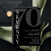 ミニマリスト ブラック・アンド・ホワイト セブンティ 70歳の誕生日 招待状