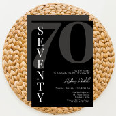 ミニマリスト ブラック・アンド・ホワイト セブンティ 70歳の誕生日 招待状
