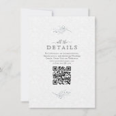 ミニマリスト ブラック オン プラッシュ ホワイト ペイズリー RSVP 招待状 (正面)