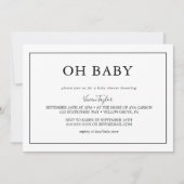 ミニマリスト ブラック | オー ベイビー ベイビーシャワーの招待状 招待状 (正面)