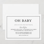 ミニマリスト ブラック | オー ベイビー ベイビーシャワーの招待状 招待状 (正面/裏面)