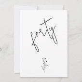 ミニマリスト ブラック カリグラフィー テキスト 40歳の誕生日 招待状 (裏面)