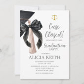 ミニマリスト ブラック コケッタ タッセル 法学部 卒業パーティー 招待状 (正面)