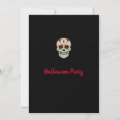 ミニマリスト ブラック シュガースカル ハロウィンパーティー 招待状 (正面)