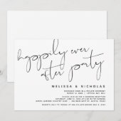 ミニマリスト ブラック スクリプト, ウェディング エルオープメント パーティー 招待状 (正面/裏面)