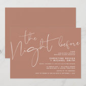 ミニマリスト ブラック スクリプト ウェディング リハーサル ディナー 招待状 (正面/裏面)