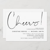 ミニマリスト ブラック スクリプト ウェディング リハーサル ディナー 招待状 (正面/裏面)