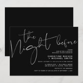 ミニマリスト ブラック スクリプト ウェディング リハーサル ディナー I 招待状 (正面/裏面)