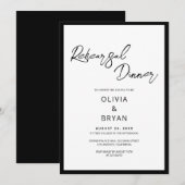 ミニマリスト ブラック スクリプト リハーサル 招待状 (正面/裏面)