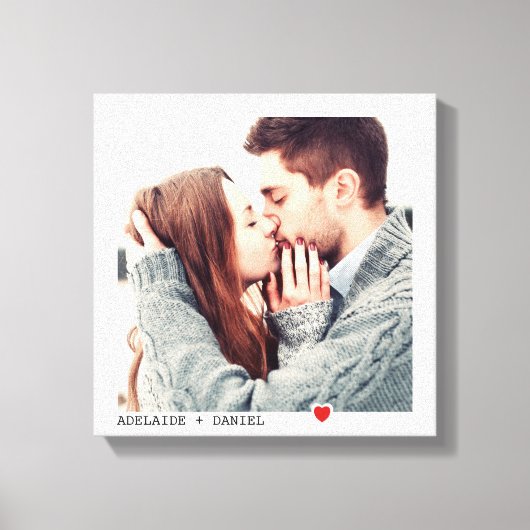 ミニマリスト ブラック タイポグラフィー レッド ハート フォト キャンバスプリント (正面)