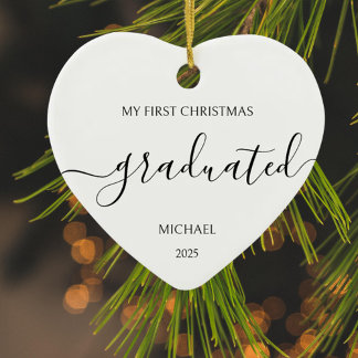 ミニマリスト ブラック ファーストクリスマス 卒業 セラミックオーナメント