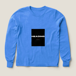 ミニマリスト ブラック ヘディング タイポグラフィ ブルー Tシャツ
