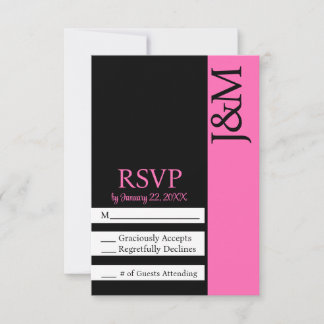 ミニマリスト ブラック&ホットピンクマゼンタ RSVP カード