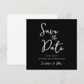 ミニマリスト ブラック＆ホワイトのSave the Date 招待状 (正面/裏面)