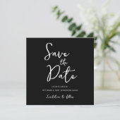 ミニマリスト ブラック＆ホワイトのSave the Date 招待状 (スタンド正面)