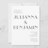 ミニマリスト ブラック ホワイト アートデコ フォト ウェディング 招待状 (正面)