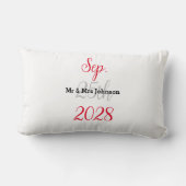 ミニマリスト ブラック＆ホワイト ウェディング アクセント ピロー (裏面)