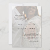 ミニマリスト ブラック ホワイト カリグラフィー フォト ウェディング 招待状 (正面)