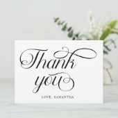ミニマリスト ブラック ホワイト スクリプト サンキューカード (スタンド正面)