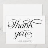 ミニマリスト ブラック ホワイト スクリプト サンキューカード (正面/裏面)