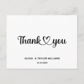 ミニマリスト ブラック＆ホワイト ハートありがとう ポストカード (正面)