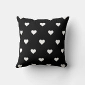 ミニマリスト ブラック＆ホワイト ハートパターン クッション (裏面)