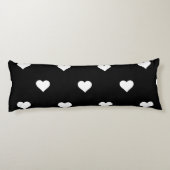 ミニマリスト ブラック＆ホワイト ハートパターン ボディピロー (裏面)