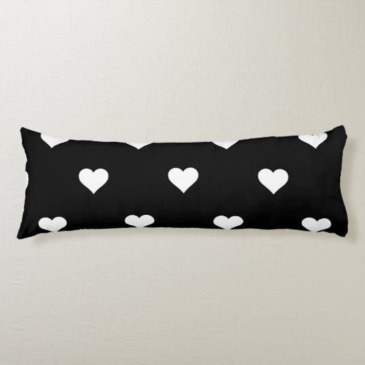 ミニマリスト ブラック＆ホワイト ハートパターン ボディピロー (正面)