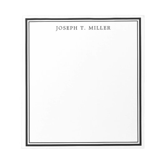 ミニマリスト ブラック＆ホワイト パーソナライズド ネーム テンプレート ノートパッド (正面)