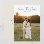 ミニマリスト ブラック＆ホワイト ファン レトロ フォト ウェディング セーブザデート (正面/裏面)