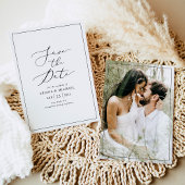 ミニマリスト ブラック ホワイト フォト ウェディング セーブ ザ デート 招待状