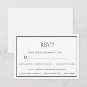 ミニマリスト ブラック＆ホワイト メニュー選択 RSVP カード (正面/裏面)